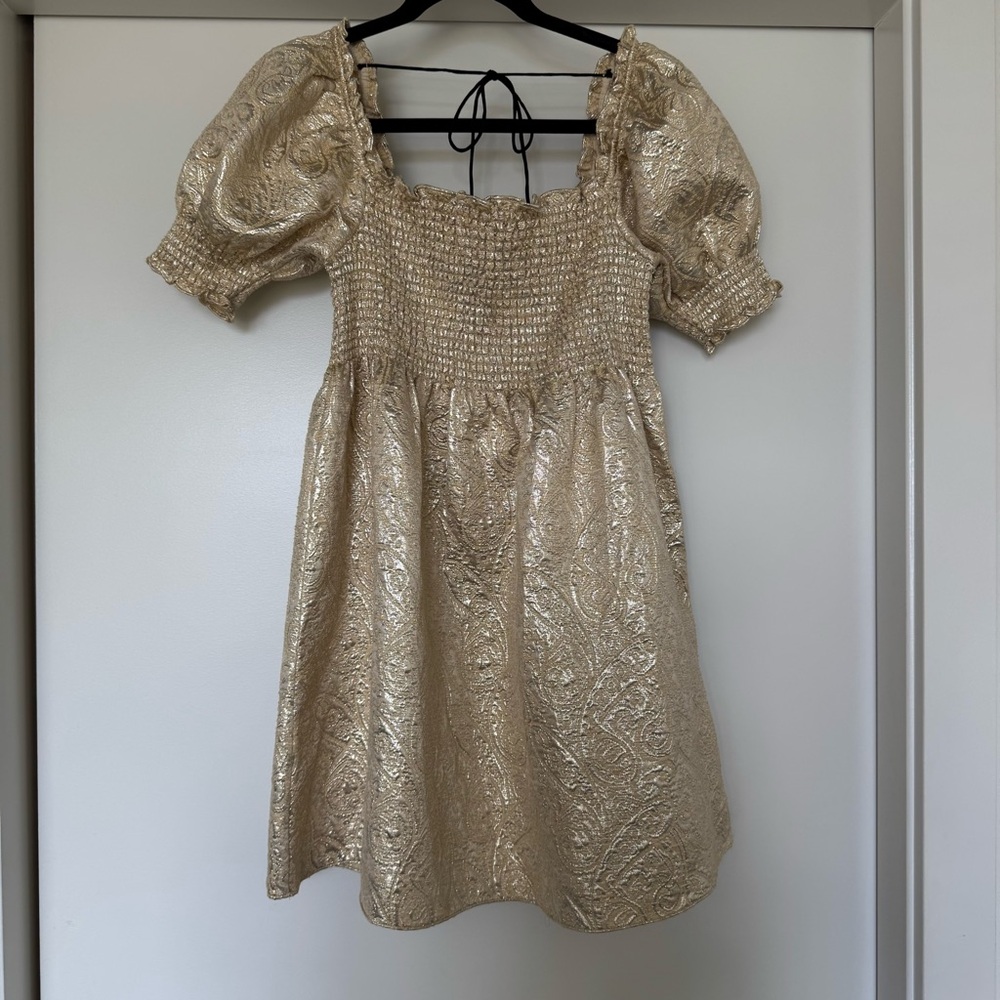 NEW Hill House Athena Nap Dress - Gold Brocade